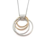 Four interlocking Two-tone Circle Pendant with Chain